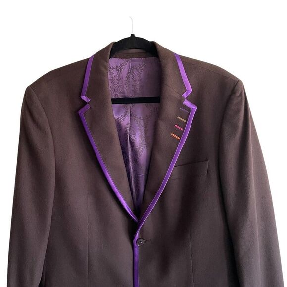 𝅺SAND COPENHAGEN Wool Cashmere Blazer Jacket Brown Purple 50R - Picture 2 of 13
